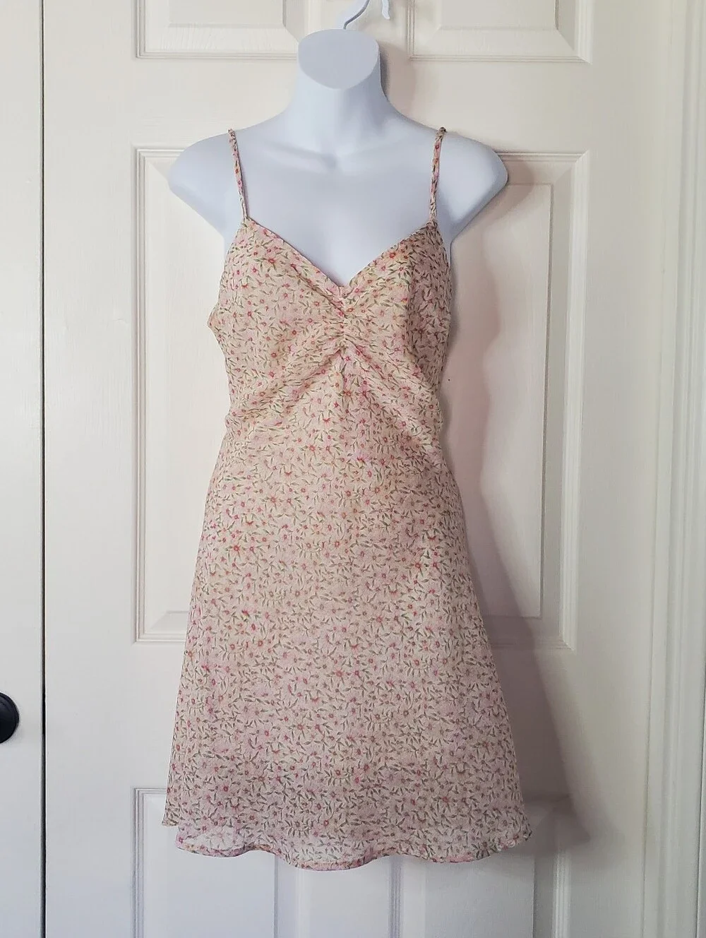 Pink Floral Slip Mini Dress Y2K Preppy Festival Sleeveless Fairy Size Large